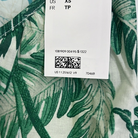 H&M - NWT Palm Leaves Floral White Spaghetti Strap Tie Back Dress Size XS - Picture 8 of 10